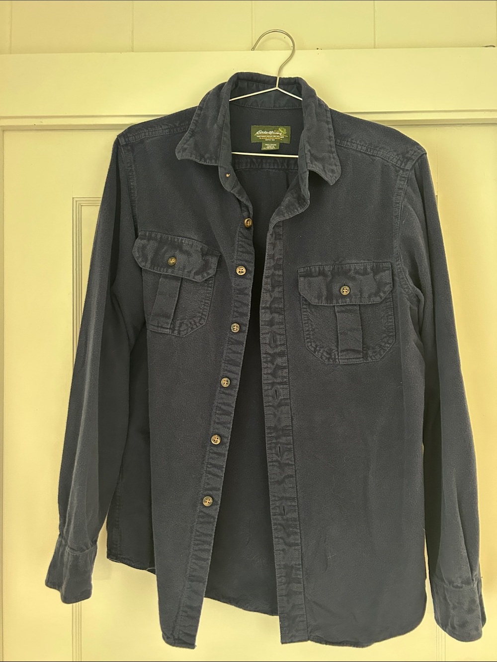Eddie Bauer Navy Button-Front Shirt Jacket